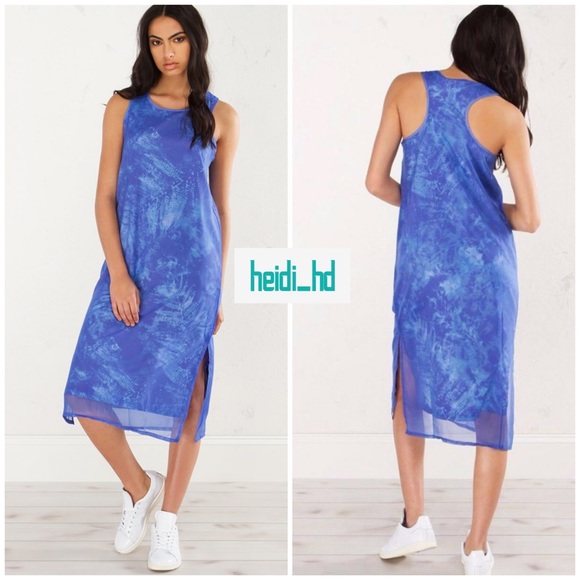 adidas Dresses & Skirts - Adidas Ocean Printed Tank Dress Chiffon Overlay